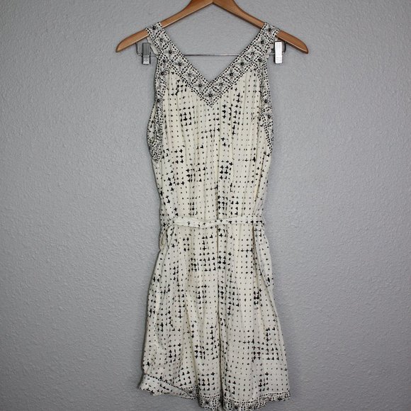 LOFT Dresses & Skirts - Loft Off-White Watercolor Double V-Neck Mini Dress
